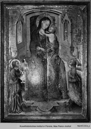 Thronende Madonna mit Kind und zwei Engeln