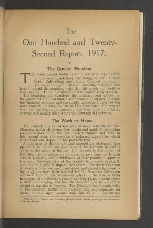 The One Hundred and Twenty-Second Report, 1917