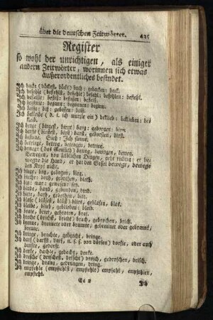 Register so wohl der unrichtigen, als einiger anderen Zeitwörter, worinnen sich etwas außerordentliches befindet