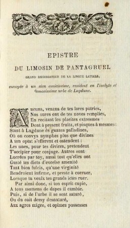 Epistre du limosin de Pantagruel