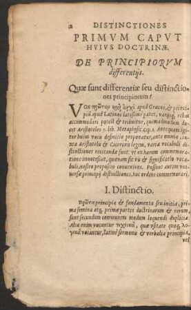 Primum Caput Huius Doctrinae. De Principiorum differentiis.