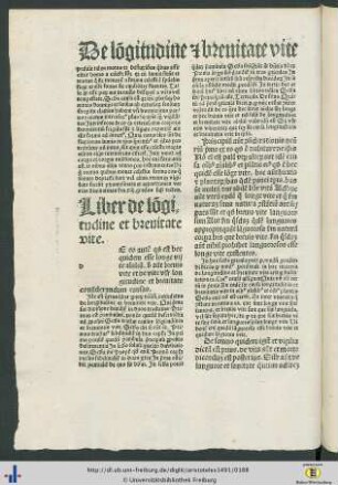 Liber de longitudine et brevitate vite.