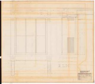 Reichsluftfahrtministerium, Berlin: Großer Speisesaal L3, Terrasse (Außentür): Ansicht, Schnitt, Grundriss 1:10