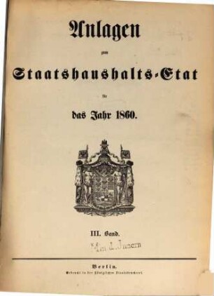 Staatshaushaltsplan : für d. Rechnungsjahr .... 1860,Anl.3