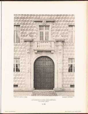 Gemeindedoppelschule in der Hausburgstraße, Berlin: Ansicht Portal Rektorenhaus (aus: Neubauten der Stadt Berlin, Bd. IV, 1905)