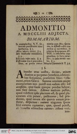 Admonitio a. MDCCLIII adjecta