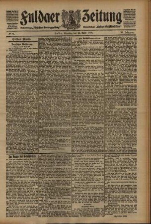 Erste Ausgabe vom Samstag, den 24. April 1909.