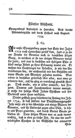Spangenbergs Aufenthalt in Herrnhut. Reise durchs Würtembergische und durch Holland nach England. 1734