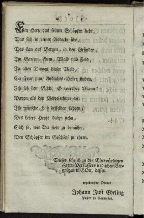 Ein Herz, das seinen Schöpfer liebt, ...