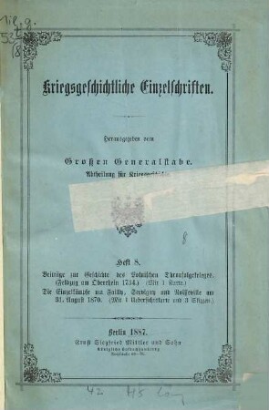 Beiträge zur Geschichte des Polnischen Thronfolgekrieges : (Feldzug am Oberrhein 1734)