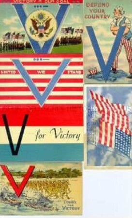 US-amerikanische patriotische Postkarte zum 2. Weltkrieg