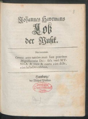 Johannes Havemans Lob der Musik