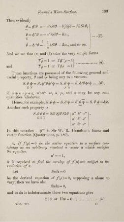 Quaternion investigation connected with Fresnel's wave-surface. [Fortsetzung].