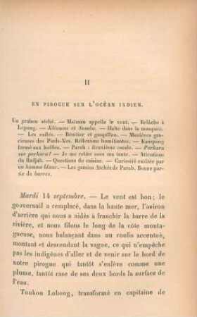 II. En pirogue sur l'Océan Indien