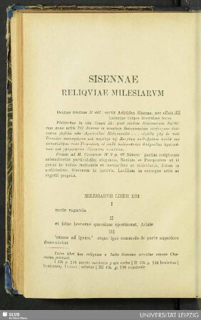 Sisennae reliqviae milesiarvm