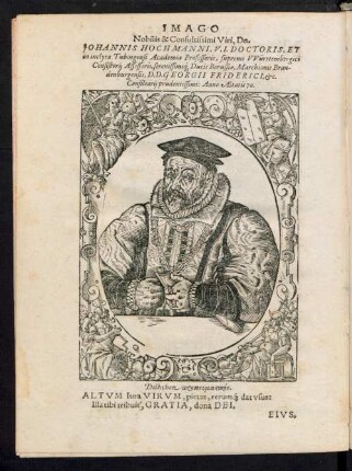 Imago Nobilis & Consultissimi Viri, Dn. Johannis Hochmanni ...