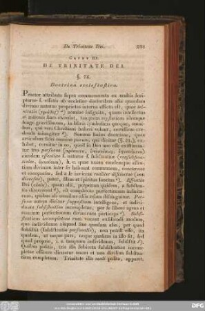Caput III. De Trinitate Dei.