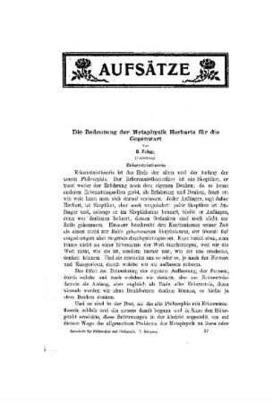 Die Bedeutung der Metaphysik Herbart`s für die Gegenwart : (Fortsetzung)