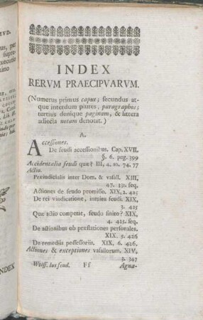 Index Rervm Praecipvarvm.