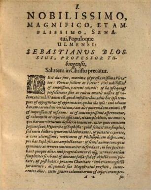 Sebastiani Blossii, Medicinae Doctoris, & Professoris Tubingensis, Prodromus Refutationis, Quarundam Exercitationum Vanissimarum, super Disputatione quadam de Peste, a, nescio, quibus Sophisticis Compilatoribus conscriptarum