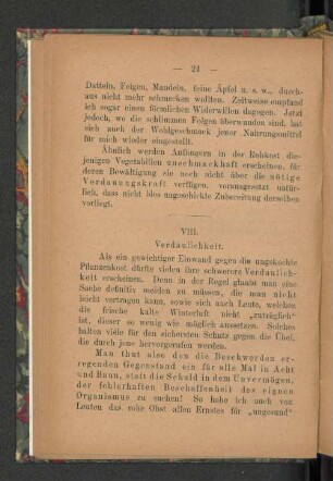 VIII. Verdaulichkeit.