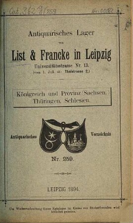 Lager-Verzeichnis. 259. 1894