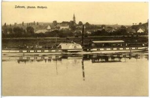 Blick auf Zehren - Elbe mit Dampfer "Aussig"