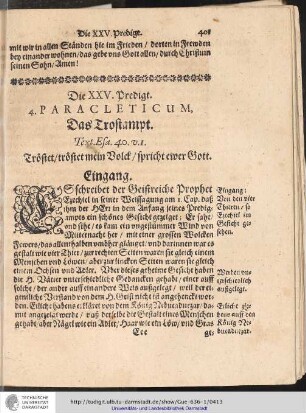 Die XXV. Predigt. 4. PARACLETICUM, Das Trostampt.