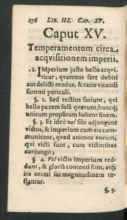 Caput XV. Temperamentum circa acquisitionuem imperii.