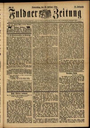 Ausgabe vom Donnerstag, den 22. Februar 1894.