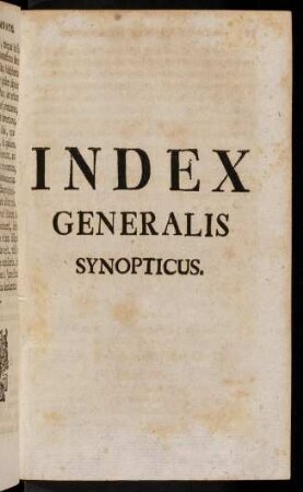 A1r-EE8v, Index Generalis Synopticus.
