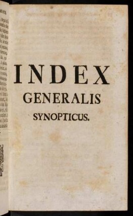A1r-EE8v, Index Generalis Synopticus.