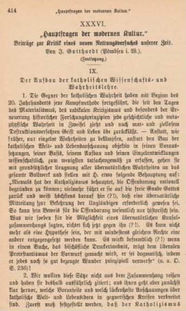 414-431 "Hauptfragen der modernen Kultur" : Beiträge zur Kritik eines neuen Rettungsversuches unserer Zeit (Fortsetzung)