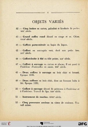 Objets variés (Nr. 42-68)
