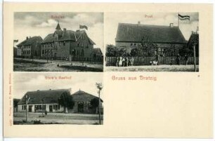Dratzig. Schule, Post und Gasthof