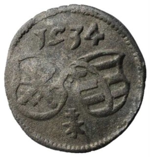 Münze, Pfennig (einseitig), 1534