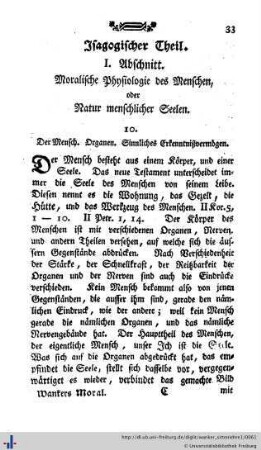 1. Abschnitt. Moralische Physiologie des Menschen.
