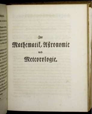 Zur Mathematik, Astronomie und Meteorologie.