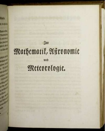 Zur Mathematik, Astronomie und Meteorologie.