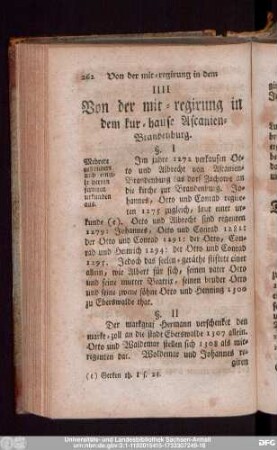 IIII Von der mit-regirung in dem kur-hause Ascanien-Brandenburg.