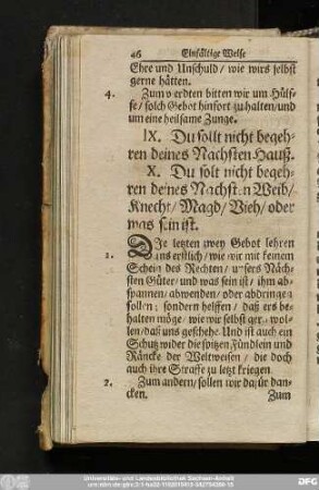 IX. Du sollt nicht begehren deines Nächsten Hauß.