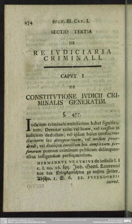 Sectio Tertia, De Re Iudiciaria Criminali