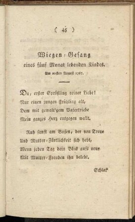 Wiegen-Gesang eines fünf Monat lebenden Kindes.