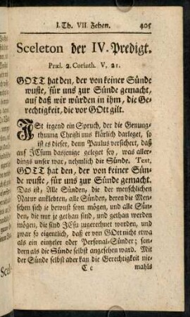 405-423, Sceleton der IV. Predigt.