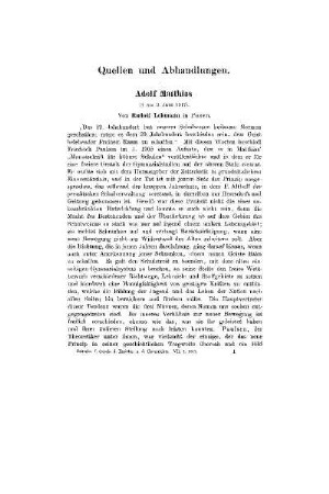 Nachruf : Adolf Matthias ; (Tod 9. Juni 1917)