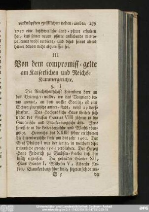 III Von dem compromiss-gelte am Kaiserlichen und Reichs-Kammergerichte.