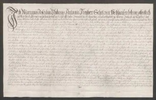 Instrumentum cautionis des Marian Joseph Schütz von Holzhausen.