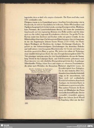 Geschäftskarte des Kupferstechers Christian von Mechel