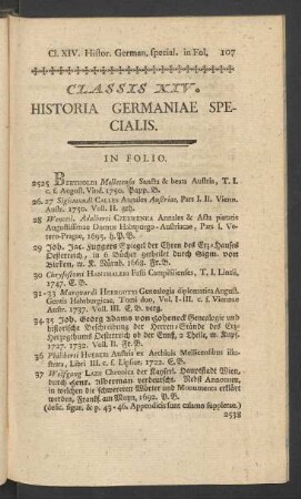 Classis XIV. Historia Germaniae Specialis