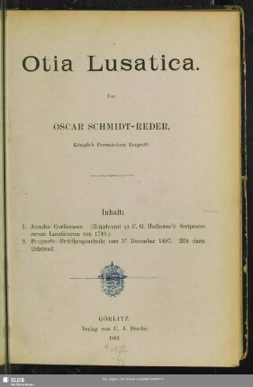 1: Otia Lusatica